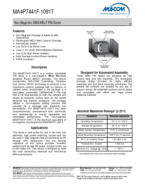 MA4P7441F-1091T Datasheet PDF M/A-COM Technology Solutions, Inc.