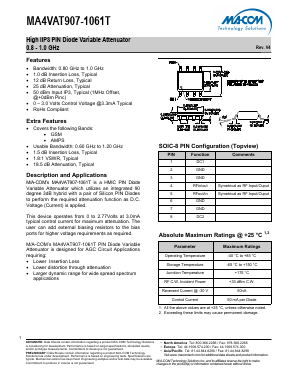 MA4VAT907-1061T Datasheet PDF M/A-COM Technology Solutions, Inc.
