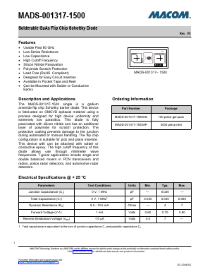 MADS-001317-1500AG Datasheet PDF M/A-COM Technology Solutions, Inc.