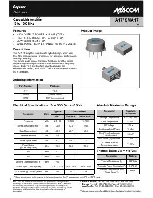 SMA17 Datasheet PDF Tyco Electronics