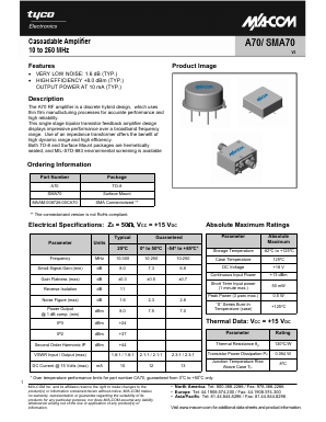 SMA70 Datasheet PDF Tyco Electronics