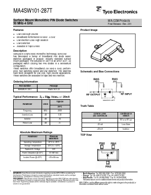 MA4SW101-287T Datasheet PDF Tyco Electronics