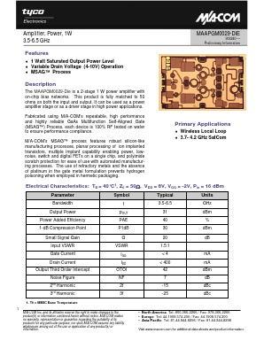 MAAPGM0029-DIE Datasheet PDF Tyco Electronics