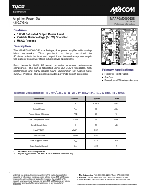 MAAPGM0060-DIE Datasheet PDF Tyco Electronics