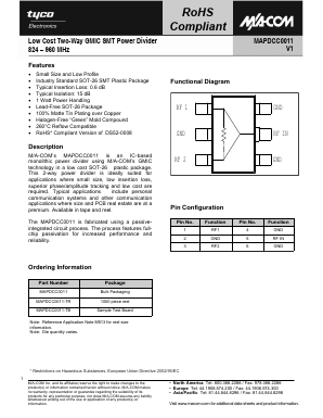 MAPDCC0011 Datasheet PDF Tyco Electronics