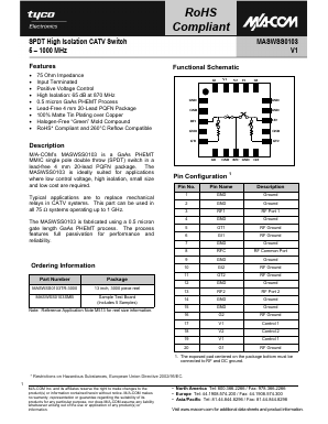 MASWSS0103 Datasheet PDF Tyco Electronics