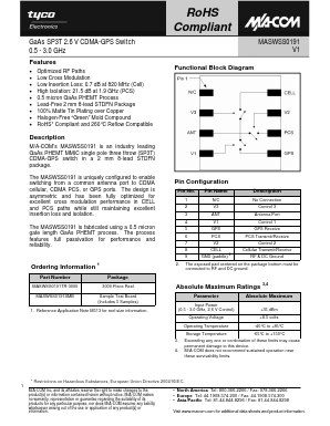MASWSS0191 Datasheet PDF Tyco Electronics