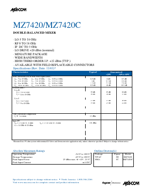 MZ7420 Datasheet PDF Tyco Electronics