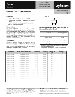 MA45440-287T Datasheet PDF Tyco Electronics