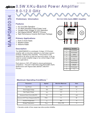 MAAPGM0034 Datasheet PDF Tyco Electronics