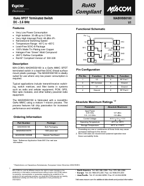 MASWSS0180 Datasheet PDF Tyco Electronics