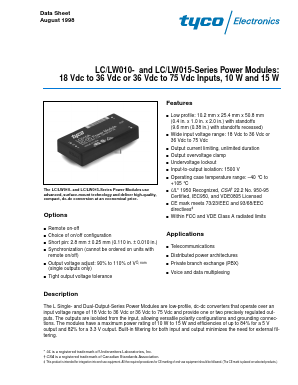 LW010A Datasheet PDF Tyco Electronics