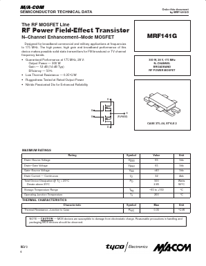 MRF141G Datasheet PDF Tyco Electronics