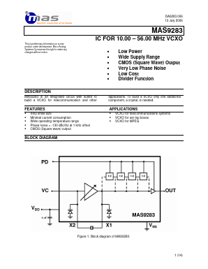 MAS9283AKTG00 Datasheet PDF Micro Analog systems