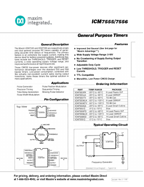 ICM7555 Datasheet PDF Maxim Integrated