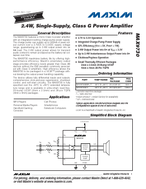 MAX9730 Datasheet PDF Maxim Integrated