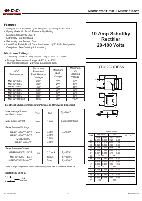 MBRD10100CT Datasheet PDF Micro Commercial Components