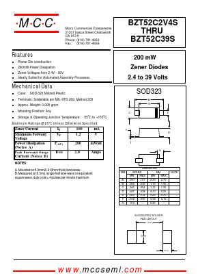 BZT52C10S Datasheet PDF Micro Commercial Components