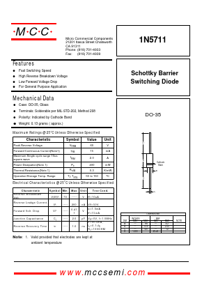 1N5711 Datasheet PDF Micro Commercial Components