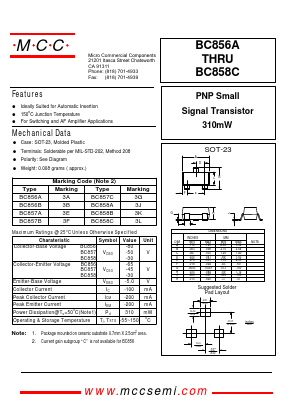 BC858C Datasheet PDF Micro Commercial Components