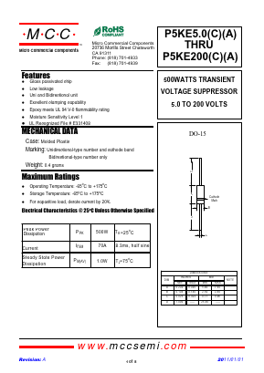 P5KE54-TP Datasheet PDF Micro Commercial Components
