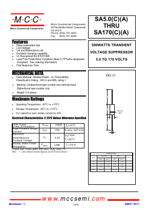 SA5.0CA-TP Datasheet PDF Micro Commercial Components