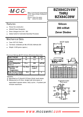 BZX84C4V3W Datasheet PDF Micro Commercial Components