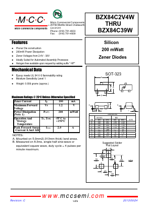 BZX84C4V7W-TP-HF Datasheet PDF Micro Commercial Components