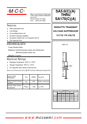 SA110 Datasheet PDF Micro Commercial Components
