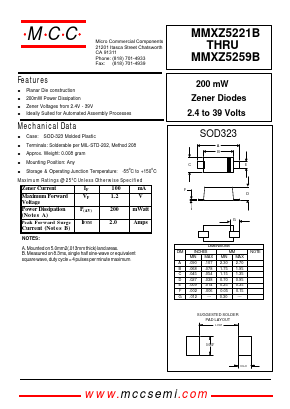 MMXZ5257B Datasheet PDF Micro Commercial Components