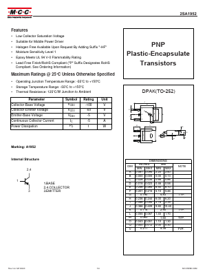 2SA1952-TP-HF Datasheet PDF Micro Commercial Components