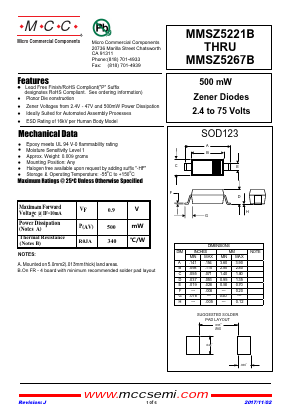 MMSZ5267B-TP Datasheet PDF Micro Commercial Components