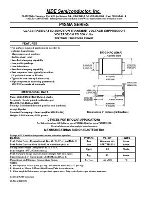 P4SMA16A Datasheet PDF MDE Semiconductor