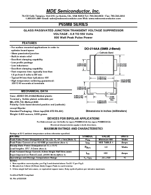 P6SMB130CA Datasheet PDF MDE Semiconductor