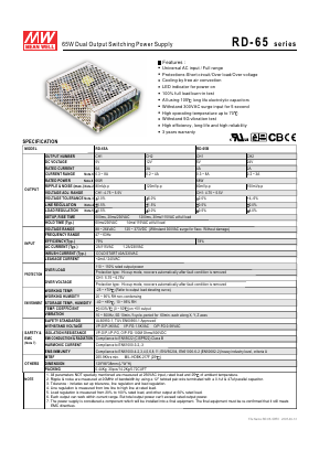 RD-65B Datasheet PDF Mean Well Enterprises Co., Ltd.