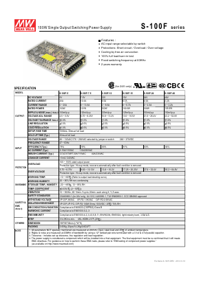 S-100F Datasheet PDF Mean Well Enterprises Co., Ltd.