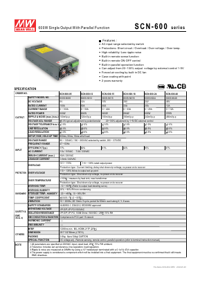 600S-N048 Datasheet PDF Mean Well Enterprises Co., Ltd.