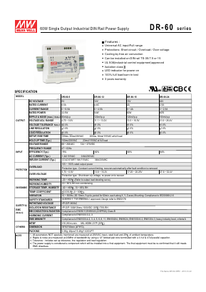 DR-60-12 Datasheet PDF Mean Well Enterprises Co., Ltd.