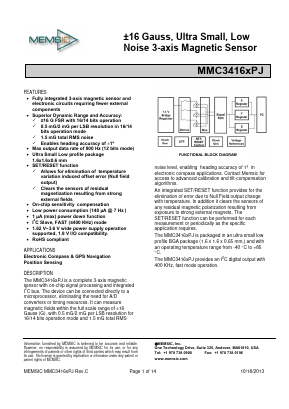 MMC34166PJ Datasheet PDF MEMSIC Semiconductor (Tianjin) Co., Ltd.