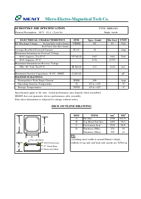 MBR1060 Datasheet PDF Micro Electro Magnetical Tech