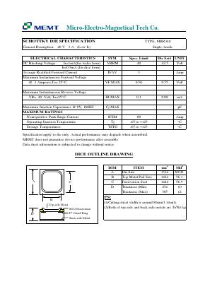 MBR340 Datasheet PDF Micro Electro Magnetical Tech