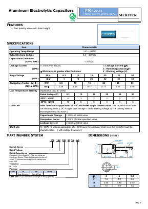 NPS16V100MTA5X5 Datasheet PDF MERITEK ELECTRONICS CORPORATION