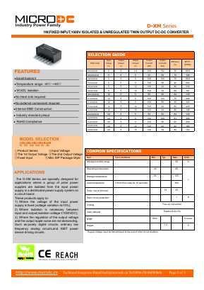 D050505XM Datasheet PDF Microdc power Technology Co., Ltd