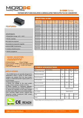 D050512XNM Datasheet PDF Microdc power Technology Co., Ltd