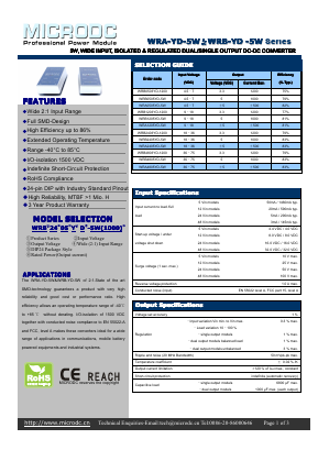 WRA-YD-55WW Datasheet PDF Microdc power Technology Co., Ltd