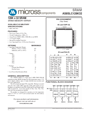 AS8SLC128K32Q-15L/XT Datasheet PDF Micross Components