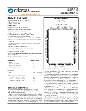 AS5SS256K18 Datasheet PDF Micross Components