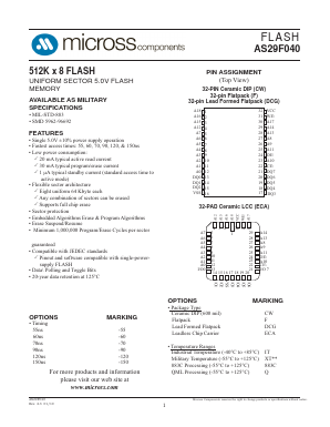 AS29F040DCG-60/883C Datasheet PDF Micross Components