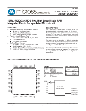 AS8S512K32PEC25/ Datasheet PDF Micross Components