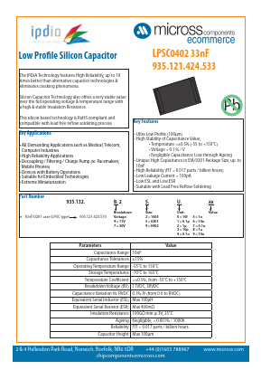 LPSC0402-33NF Datasheet PDF Micross Components